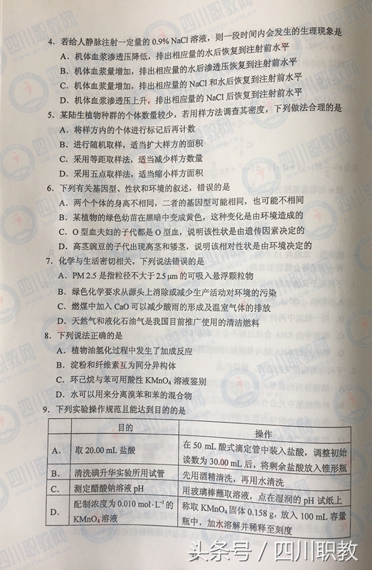 2017年四川省高考真题及答案汇总（全）