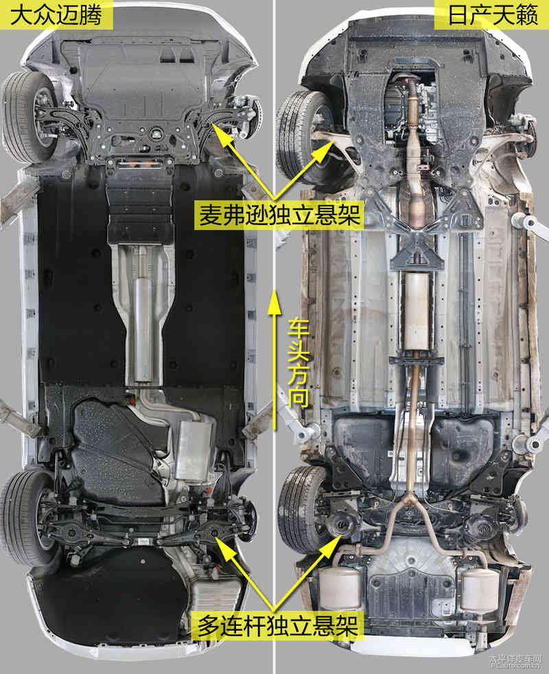 后悬架差别大 迈腾与天籁底盘对比