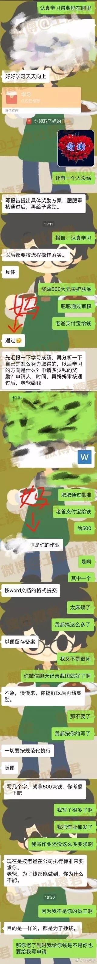 「图」撒娇向他讨个500块红包，他却强迫我打一份word版的申请报告……