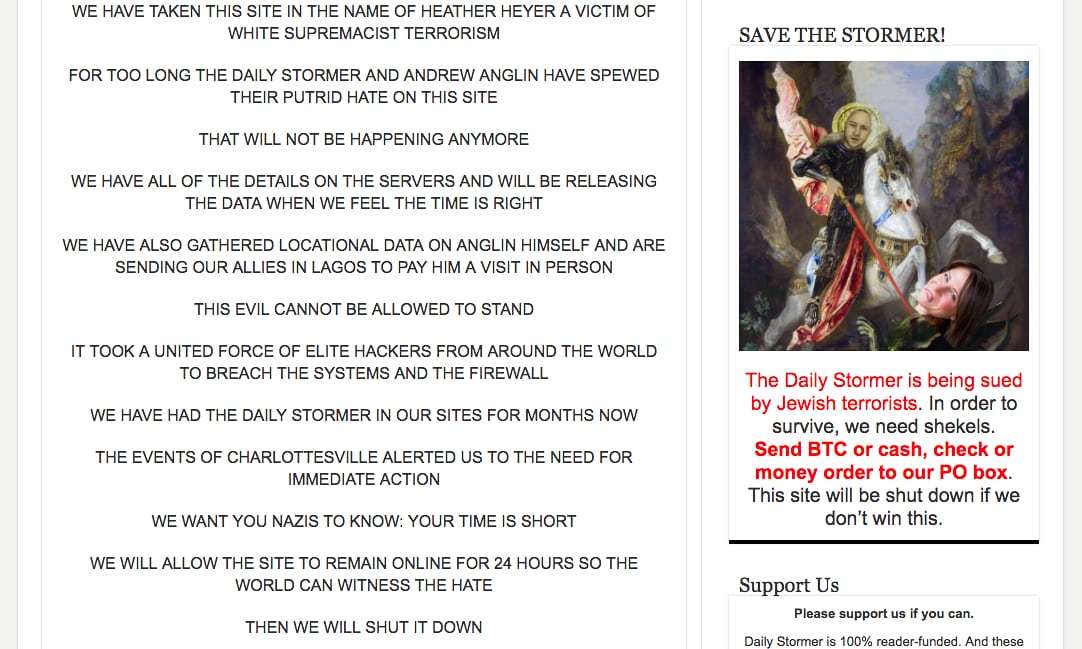 黑客组织“匿名者”路见不平，黑掉了美国最臭名昭著的网站