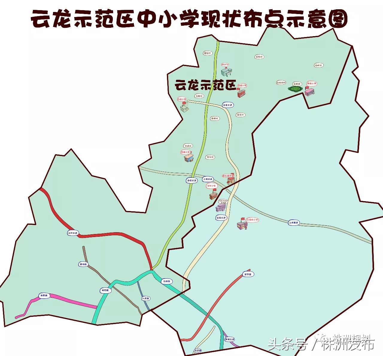 株洲城区的中小学校在哪儿？ 有了这些萌萌的卡通规划图，一看就明白！