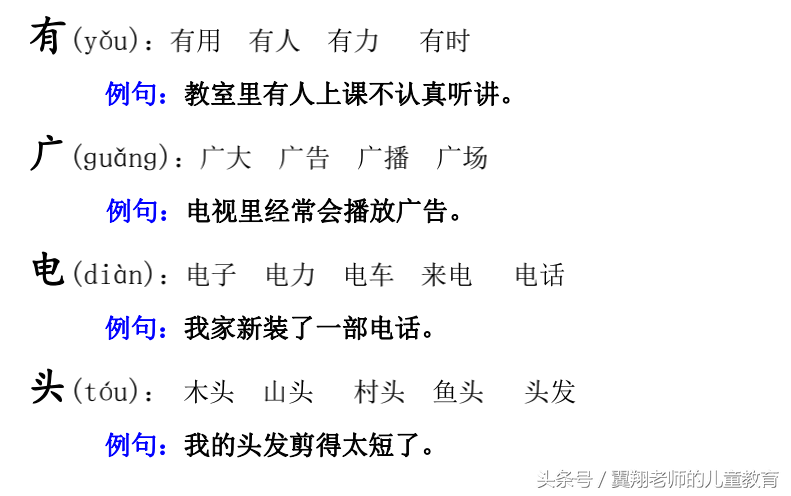 一年级语文上册《生字，组词，造句，常用成语积累》，强烈推荐