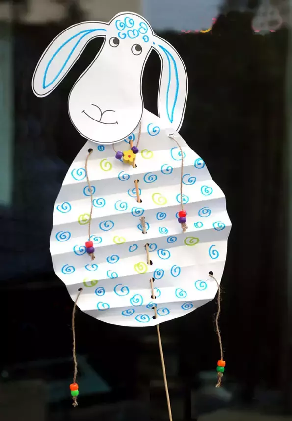 棉花卡纸绵羊毛线绵羊棉球窗户装饰衍纸绵羊