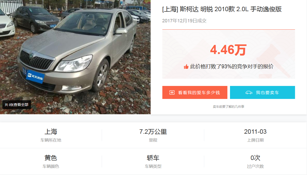 7年车龄马自达3二手车仅售4万多 斯柯达明锐价格相当