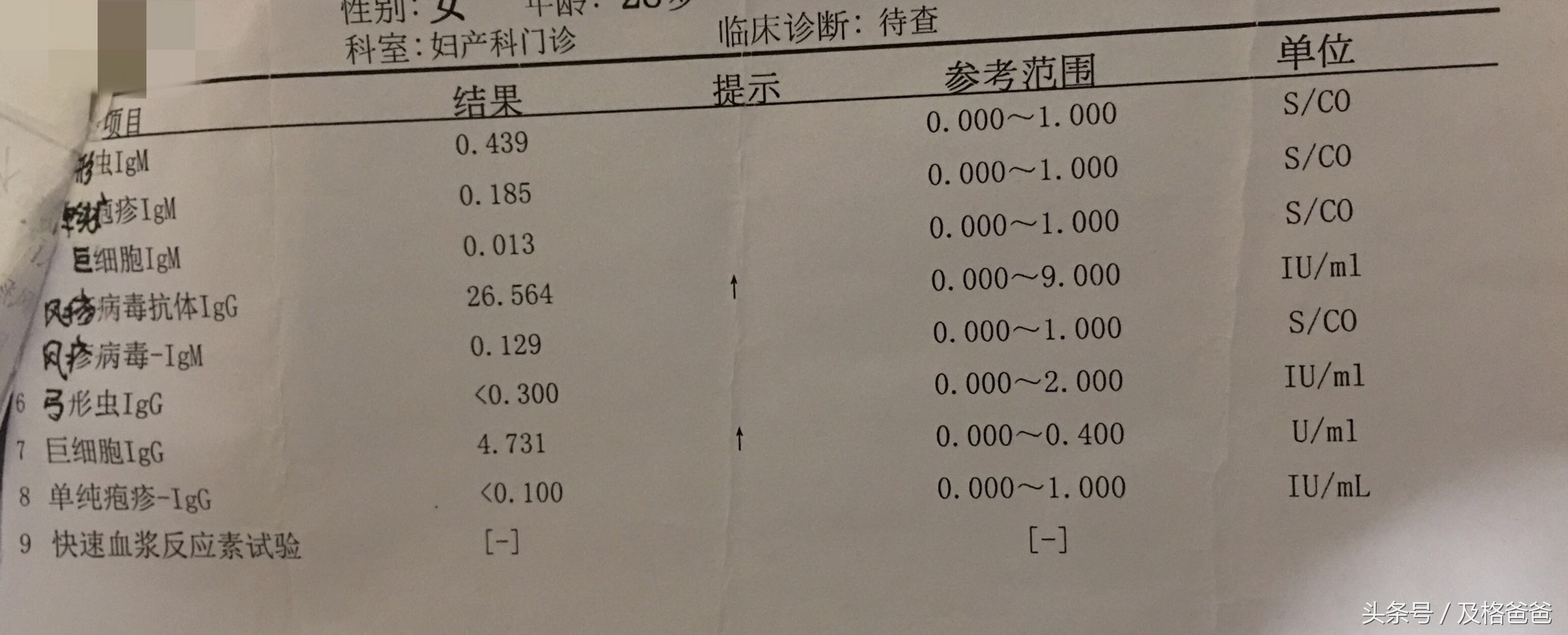 宝爸陪孕日记~TORCH筛查，孕妈看过来，检查项目及费用，附报告单