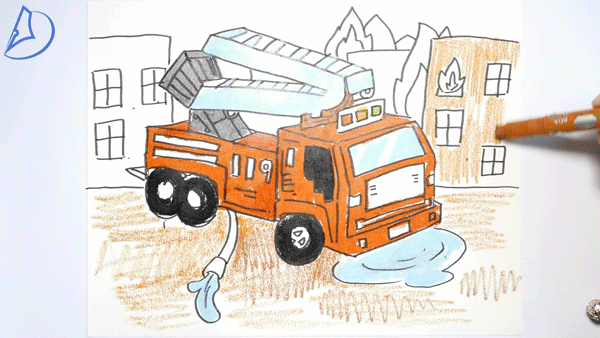 正在救火的消防车画好了小朋友,你学会了吗?