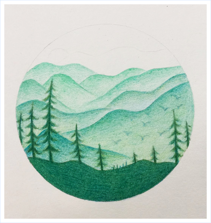 简单易掌握的彩铅风景画——一样的风景,画法不同,意境全然不同