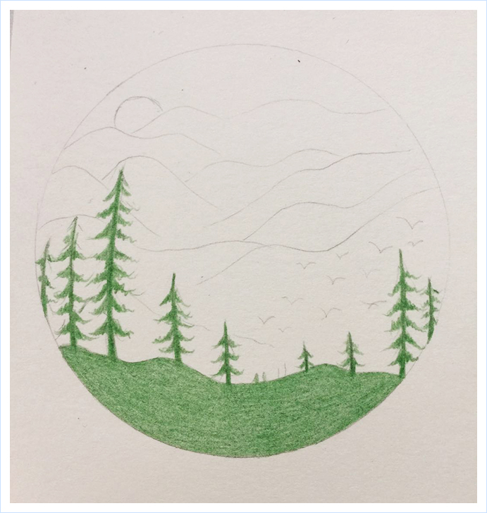 彩铅画风景图片简单(简单易掌握的彩铅风景画) - 赤虎壹号