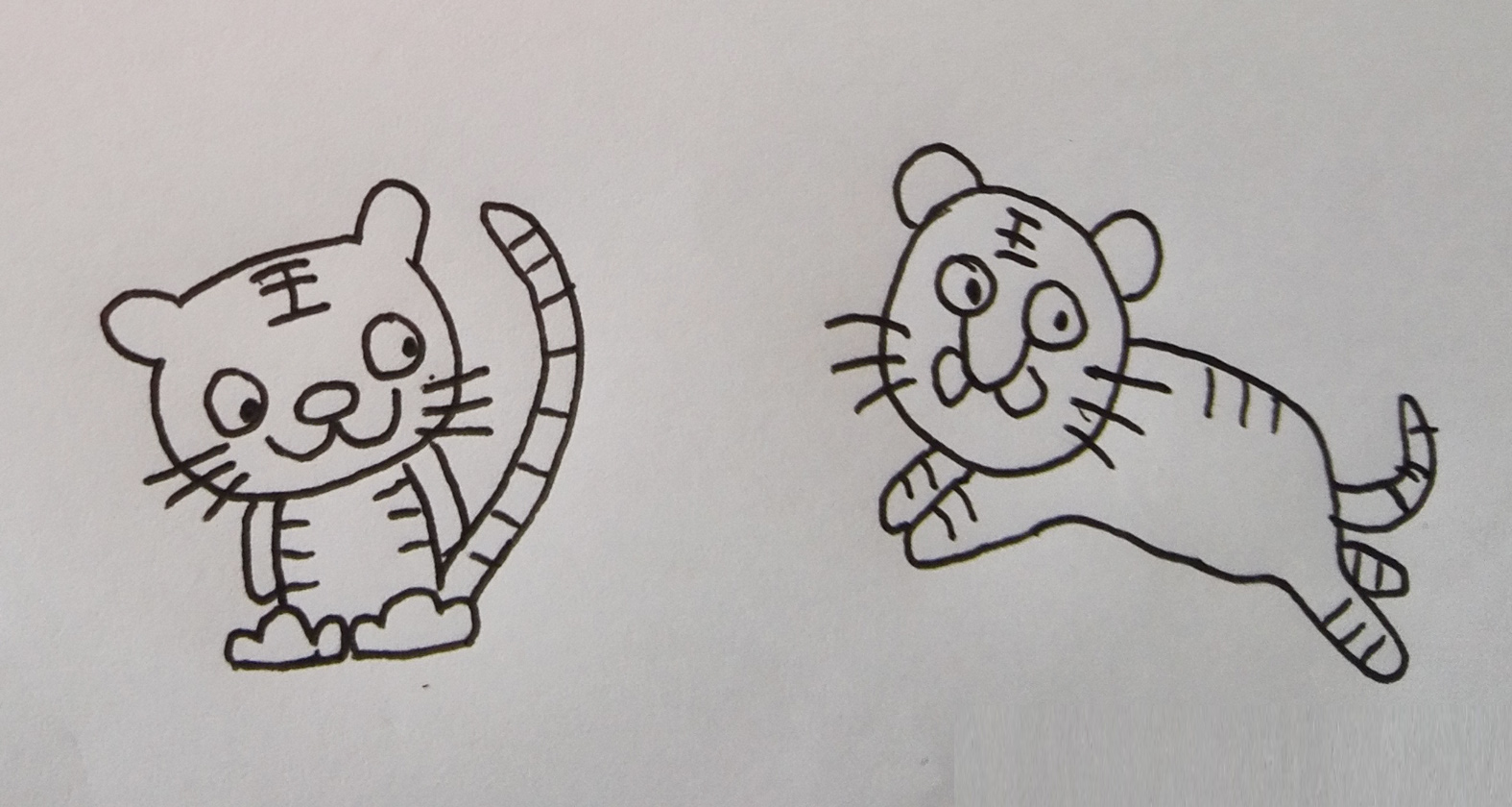 简笔画——老虎,小朋友简单3步画出"百兽之王"老虎