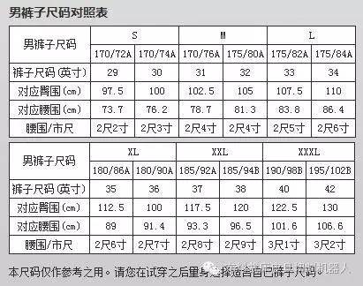 服装尺码对照表 衣服尺码对照表大全