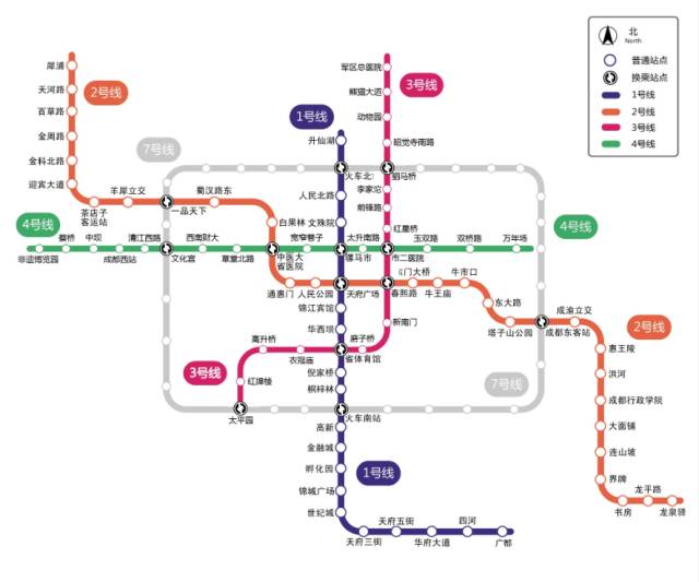成都地铁1号线线路图（站点）
