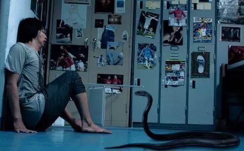 泰国电影《蛇降》剧照,被慢悠悠的蛇逼到墙角……8.