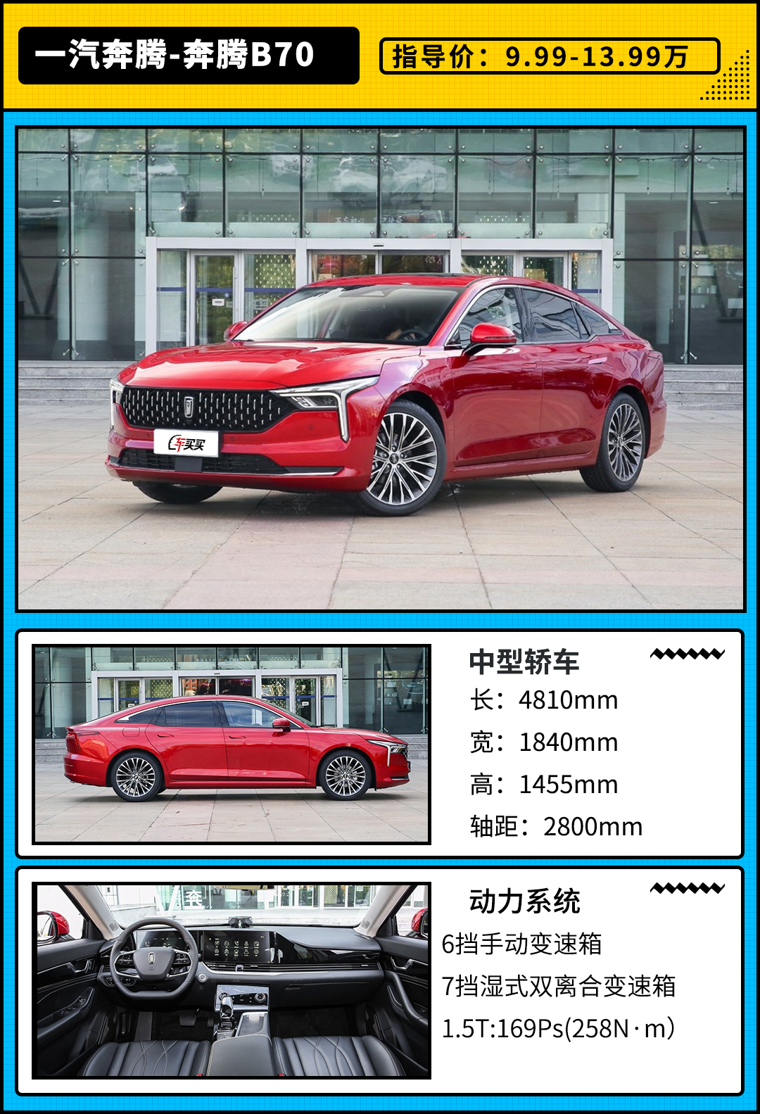 9.99万起！2米8轴距 这奔腾B70空间比卡罗拉大