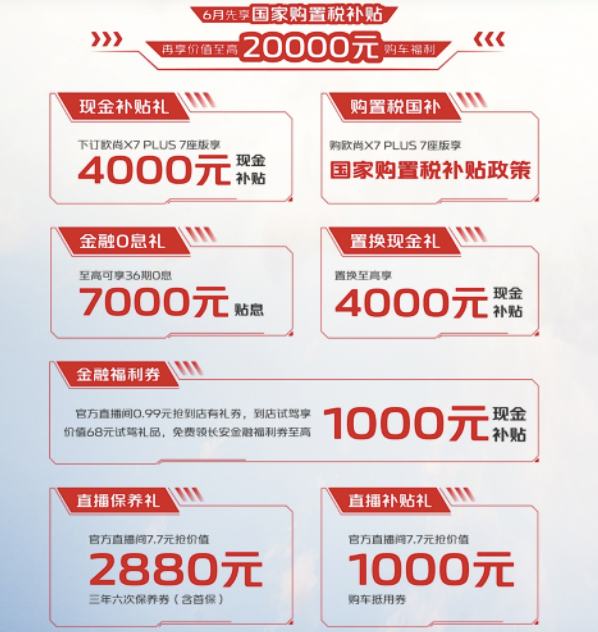比5座版还实惠 欧尚X7PLUS 7座版上市 10.69-12.19万