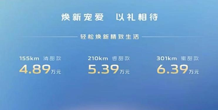 售4.89万元起，长安糯玉米正式上市，最高续航301km