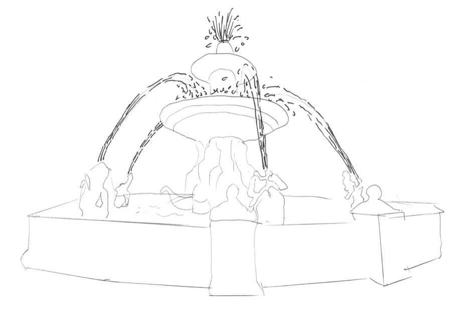 零基础钢笔画教程:分步骤讲解喷泉画法,简单易学,快来临摹学习