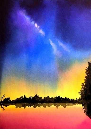 璀璨星空水彩画法：分步骤讲解（附调色画法）简单易学，一起临摹