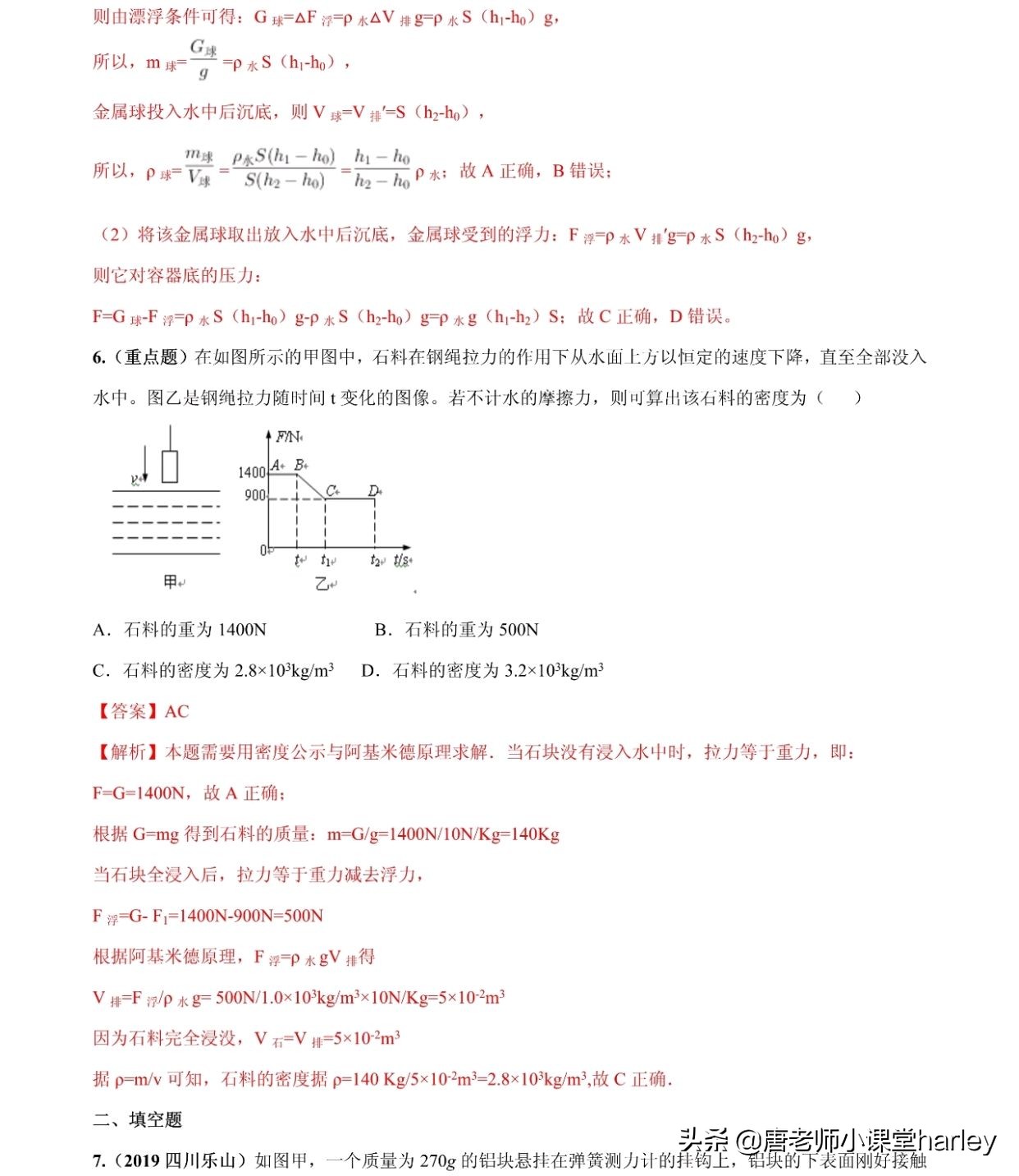 中考物理：浮力五大类型计算题+四大解题方法+真题专练，培优必备