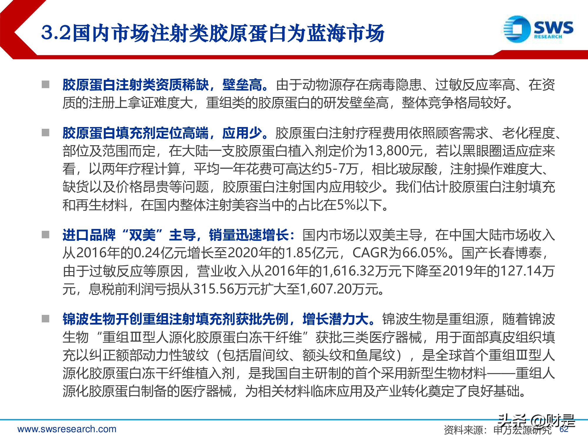 胶原蛋白行业深度研究报告：生物医药材料下一个风口