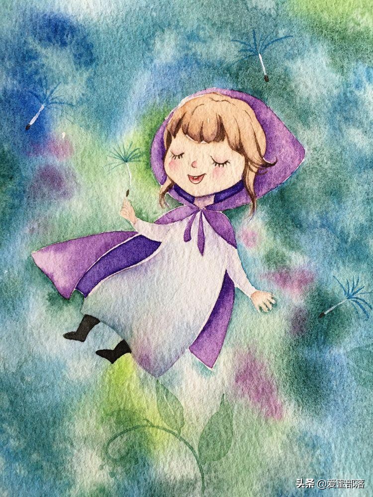 水彩教程，梦幻的蒲公英精灵