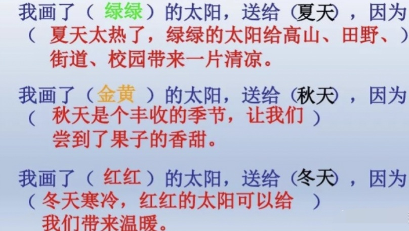 一年级语文下册课文4《四个太阳》知识点