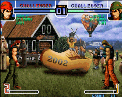 经典街机《拳皇》1P和2P一起摇大招，结果和想象的不一样