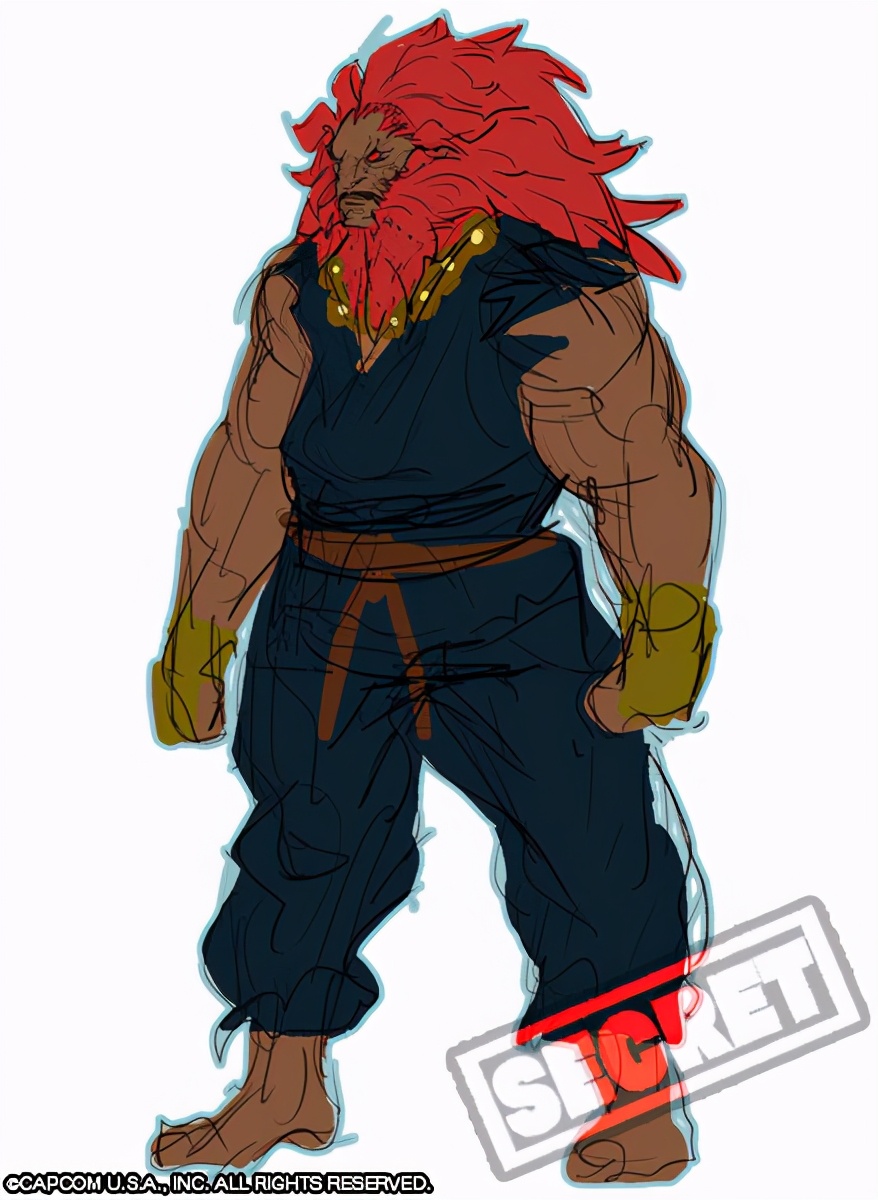 经典游戏《街头霸王V》原定设计概念，豪鬼背着一个神秘婴儿登场