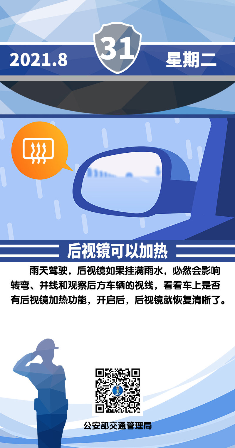 #安全提示每日一图#后视镜可以加热。 