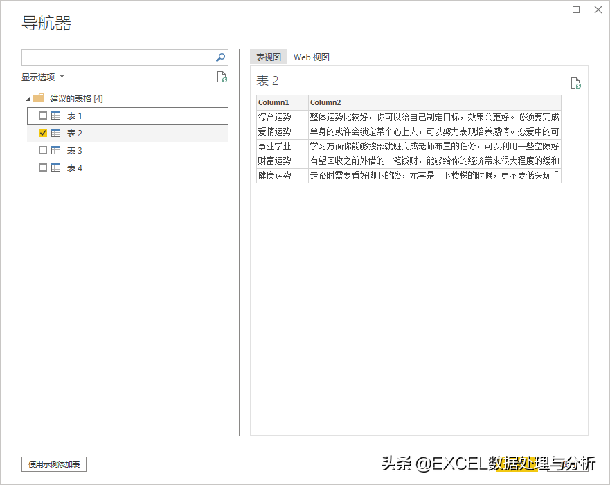 Power Query 抓取星座分析今日运程数据测试