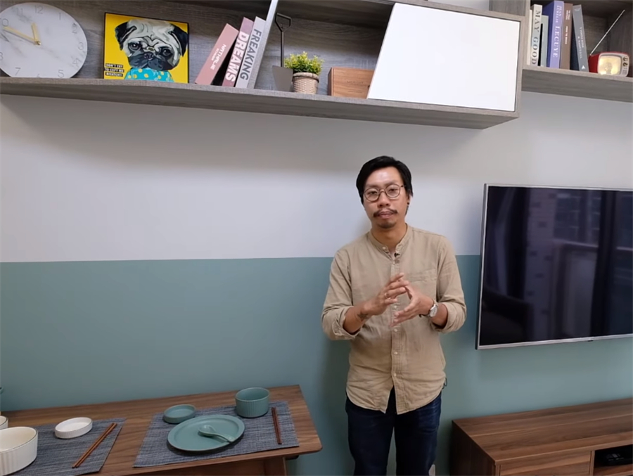 香港夫妻简装31㎡蜗居，“鸳鸯色”墙面烘托北欧风，小户型也精致