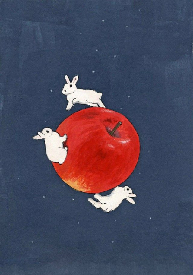 兔子主题插画:我和兔子的缘分,感觉跟中秋节主题很搭配!