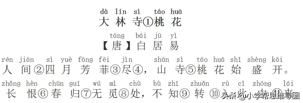 小学必背古诗《大林寺桃花》
