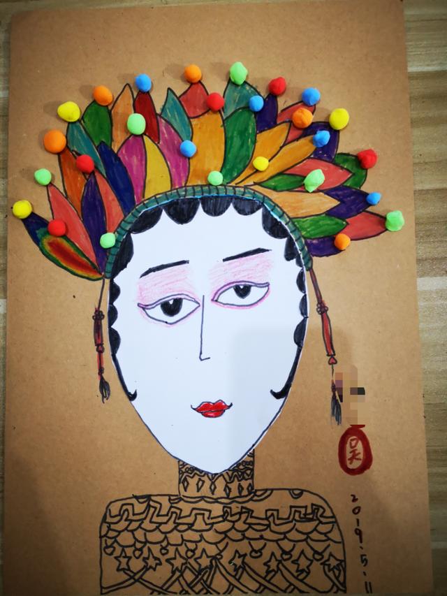 花旦脸谱图片 绘画(儿童创意美术课程) - 赤虎壹号