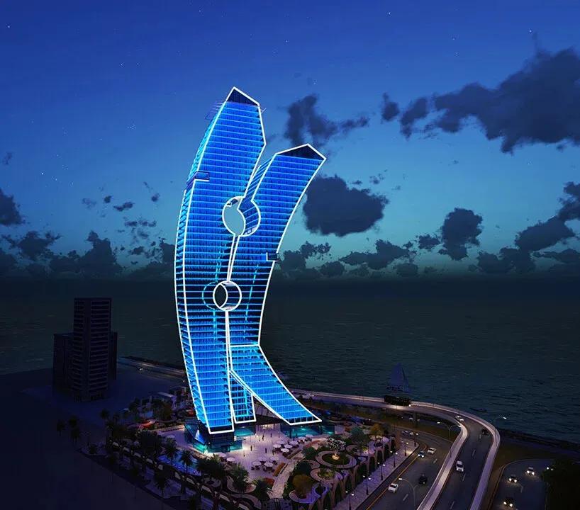 迪拜风中烛火大厦图片迪拜的晾衣夹大楼