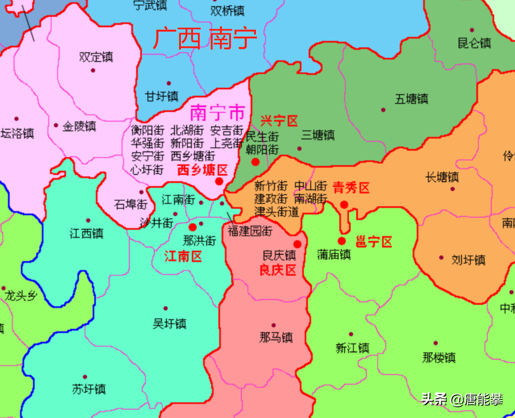 南宁各城区人口分布图图片