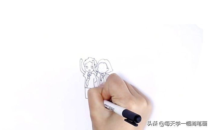 小学生升旗仪式简笔画图片