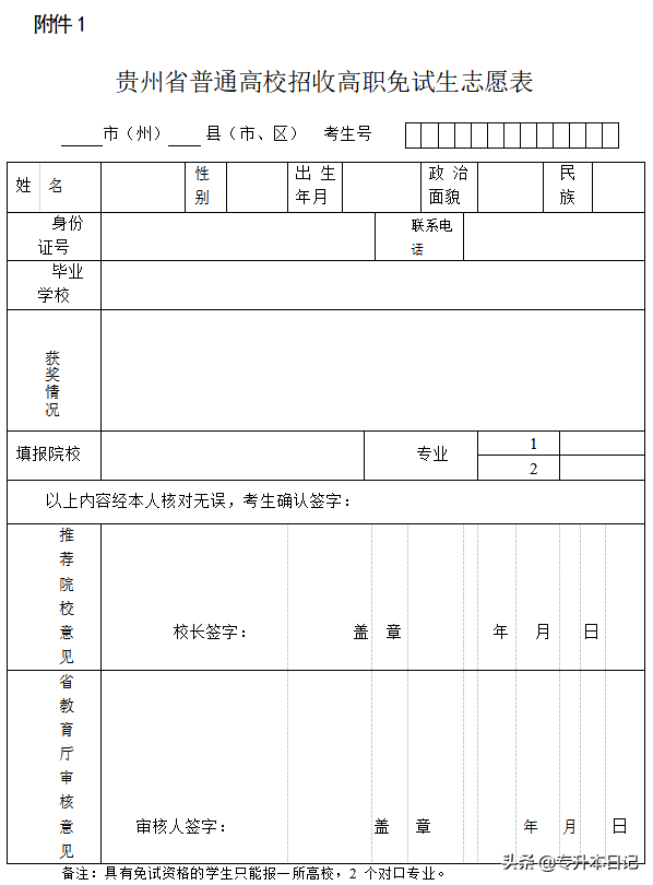 2020贵州工程应用技术学院和交通职业技术学院专升本免试选拔通知