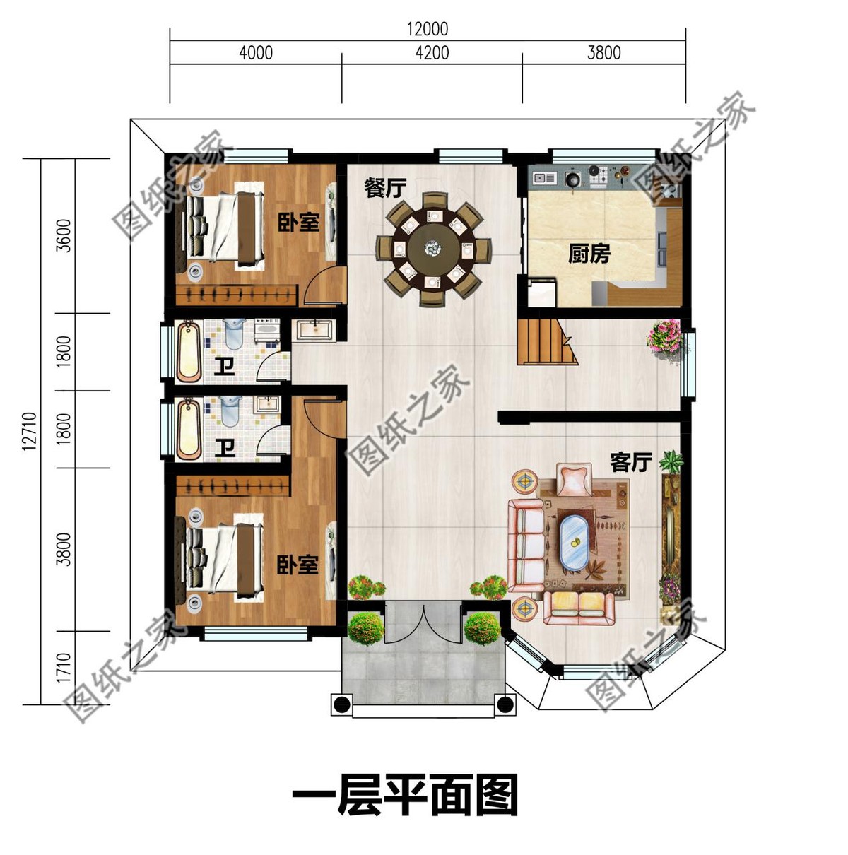 带有罗马柱的农村自建二层别墅，安装后的效果杠杠的，超气派