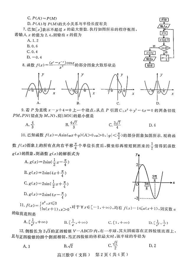 2021河南省六市高三第一次联考试题+答案！高清版本可下载
