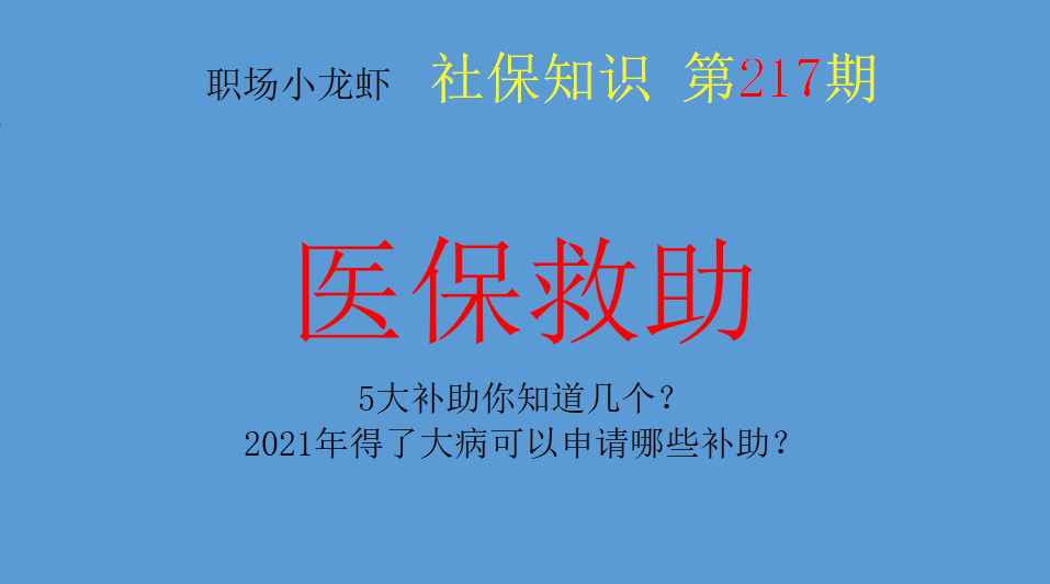 5大补助你知道几个？2021年得了大病可以申请哪些补助？快来了解