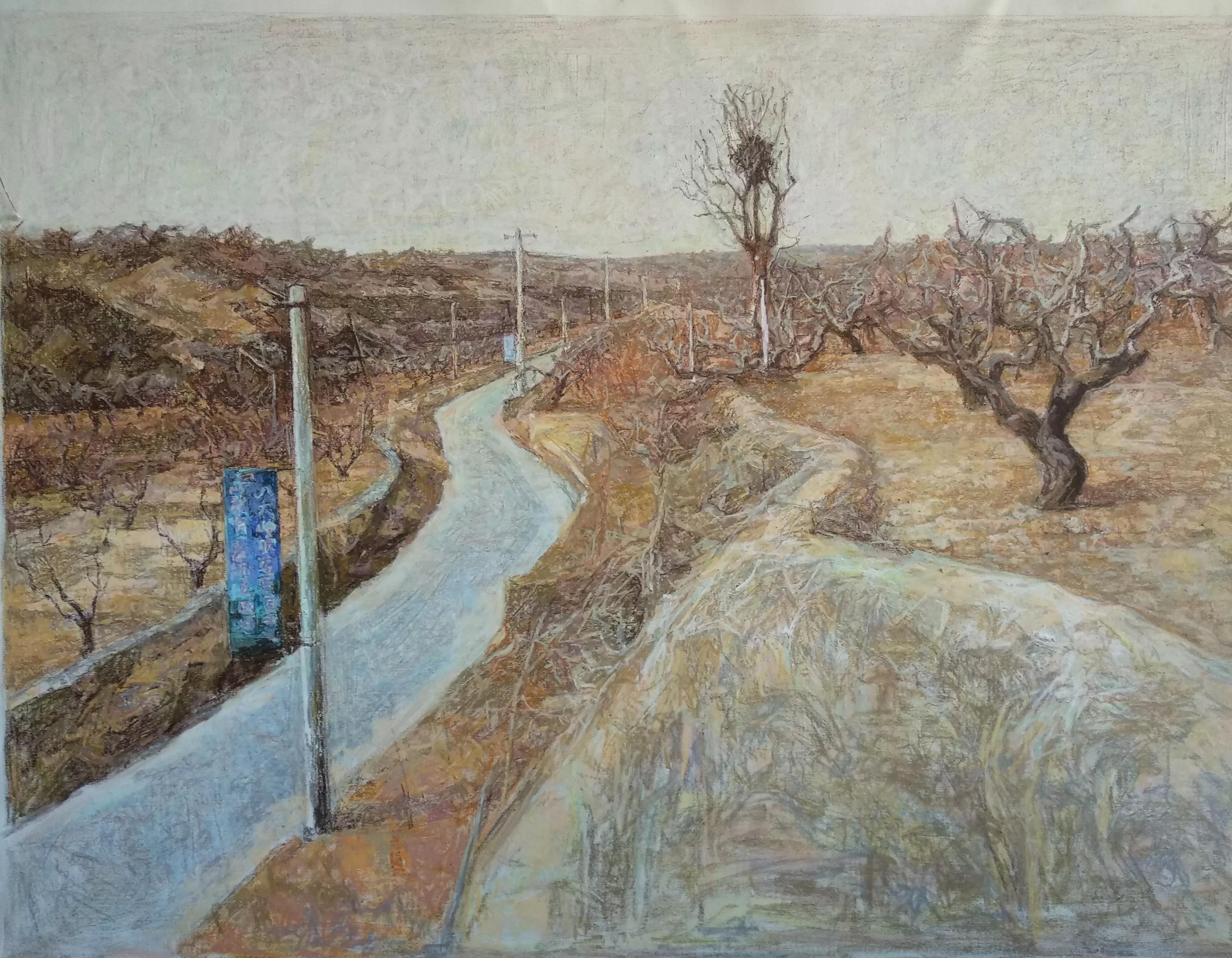 油性色粉作品《山之家园》的创作过程