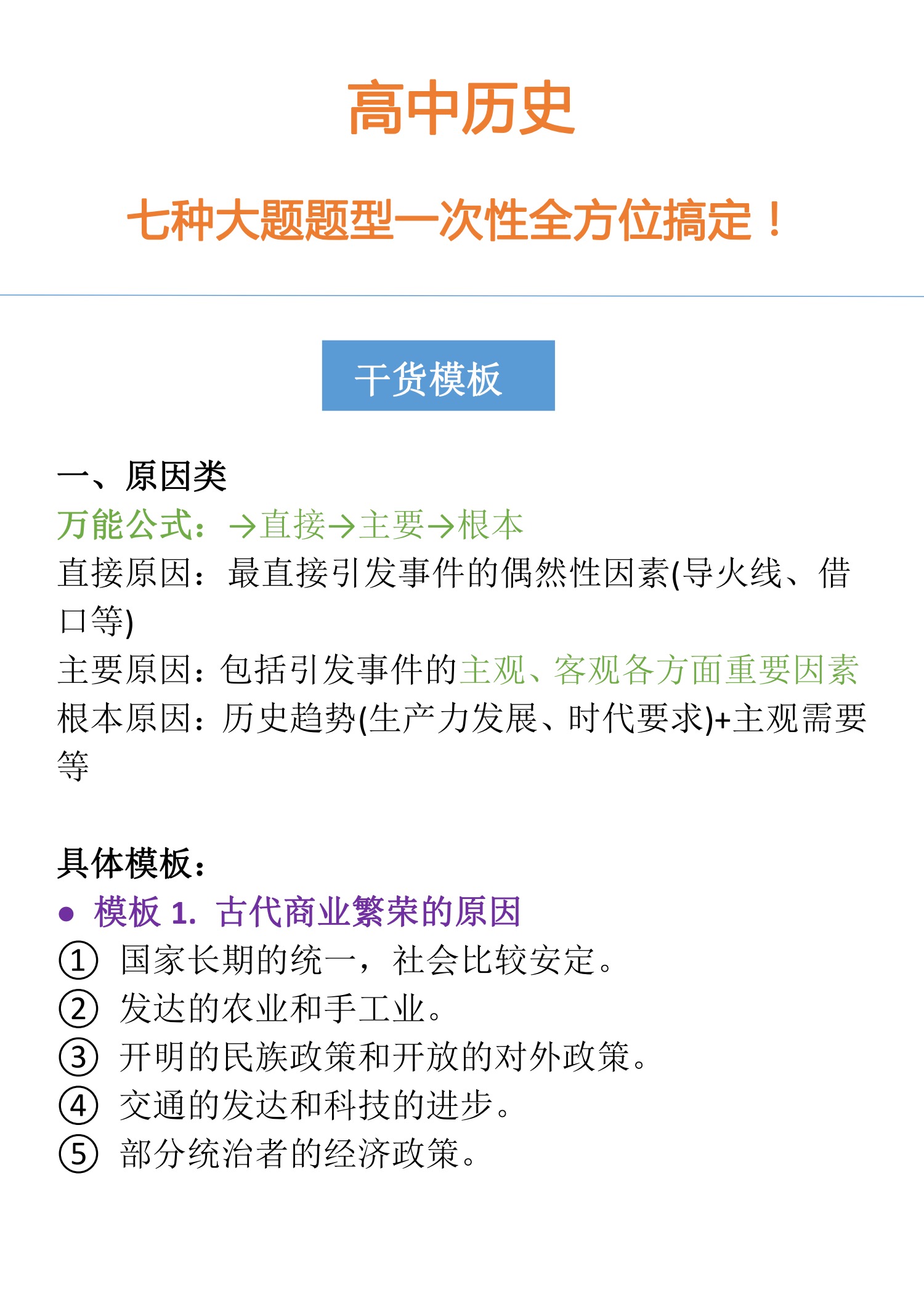 「高中历史」一次性全方位搞定！七种答题几大套路，分分钟学会