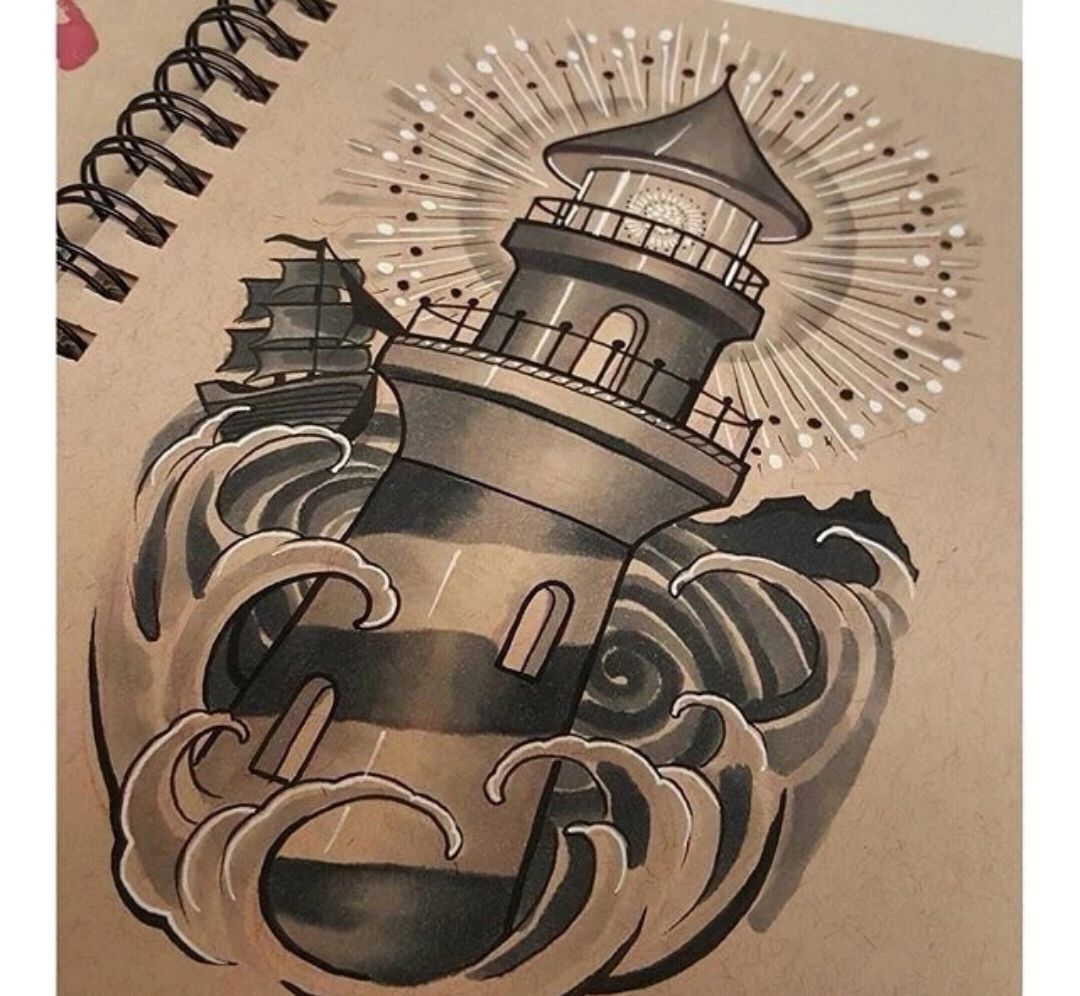 欧美纹身图案寓意:灯塔