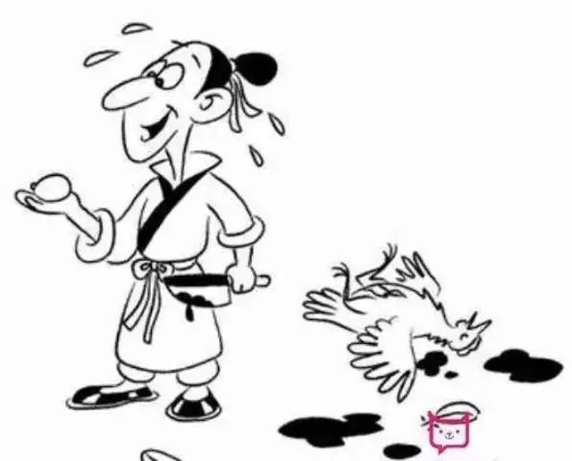漫画杀鸡取卵,为了多得鸡蛋,不惜把鸡宰杀.