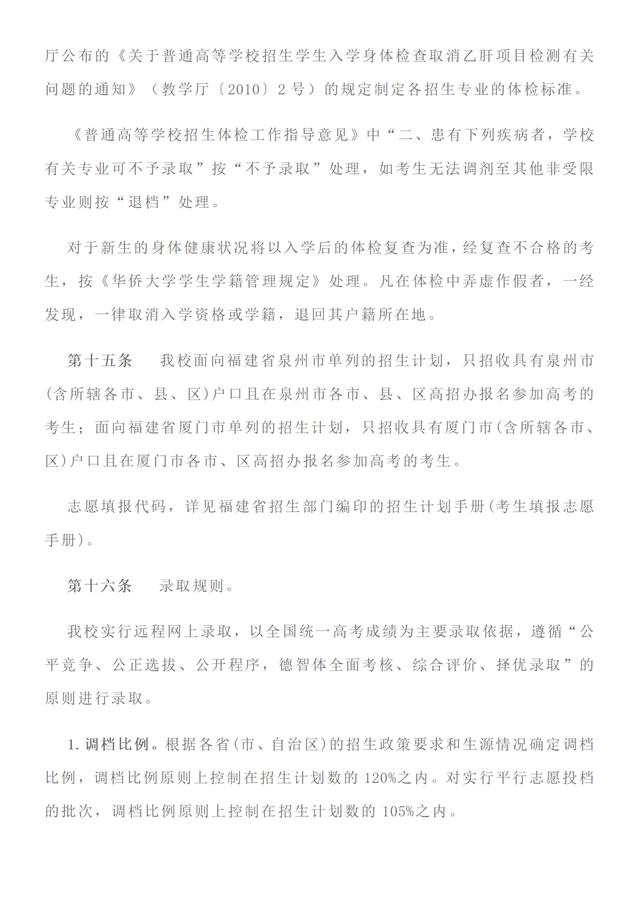 福建首家：华侨大学2021年招生章程发布！附去年在省内录取分数