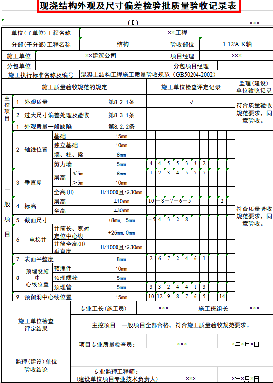 21年整理：施工质量验收记录-检验批表格，93套内容完整可用