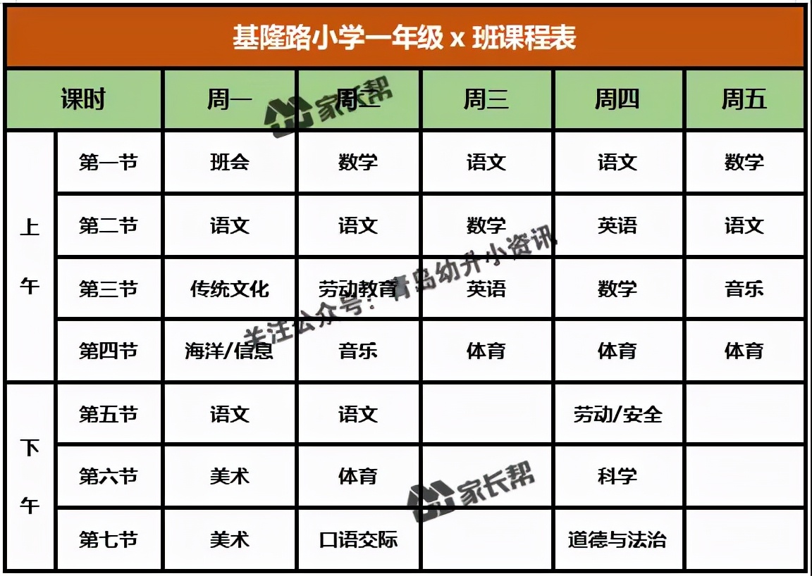 青岛「公办+民办小学」作息时间表及课程表汇总