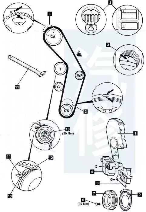 大眾車系82張正時皮帶安裝示意圖,值得修理工收藏