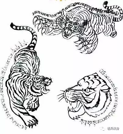 刺符者得到激励,英勇作战并诵经加持,这样不但不会丢失符咒,图案,图腾