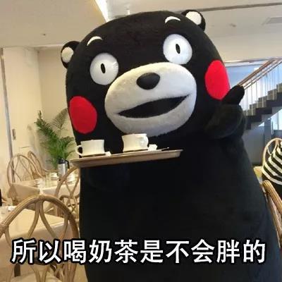 熊本熊表情包：喝奶茶是不会胖的